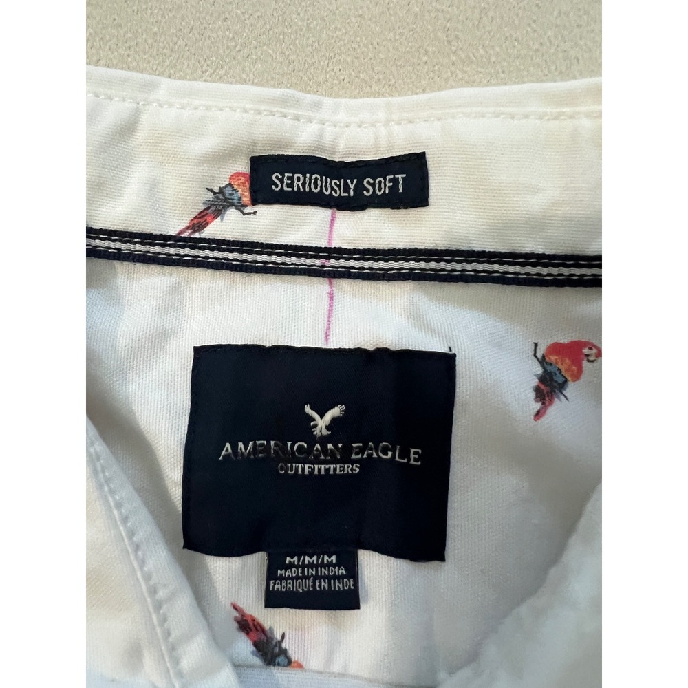 American Eagle Outfitters Mens Bird Print Button Down Shirt White Size M - Picture 10 of 14